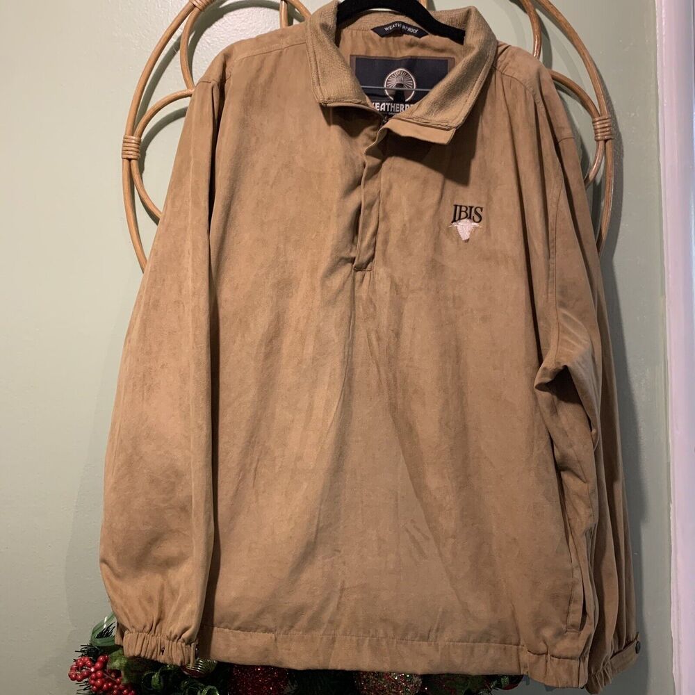Weatherproof Garment Company Mens Large Jacket Faux Suede 1/4 Zip Lightweight